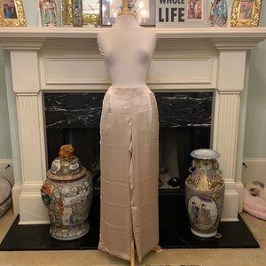 NWT “Cynthia Rowley” beige satin wide leg pants